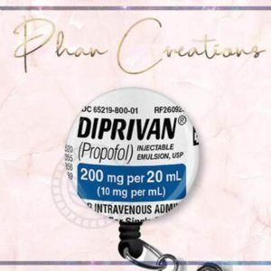 Diprivan Retractable Badge Reel Funny Anesthesiologist Doctor Nurse ID Holder